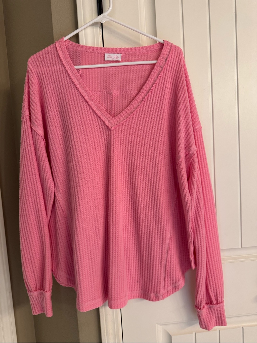 Pink Lily Pink Waffle Knit Top
